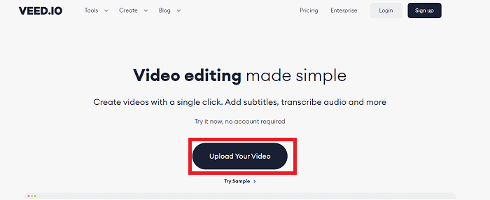 How To Resize Instagram Video With Veed.io Step 1